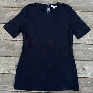 Burberry London Floral Zip Dress Black Mohair Pattern Size 8